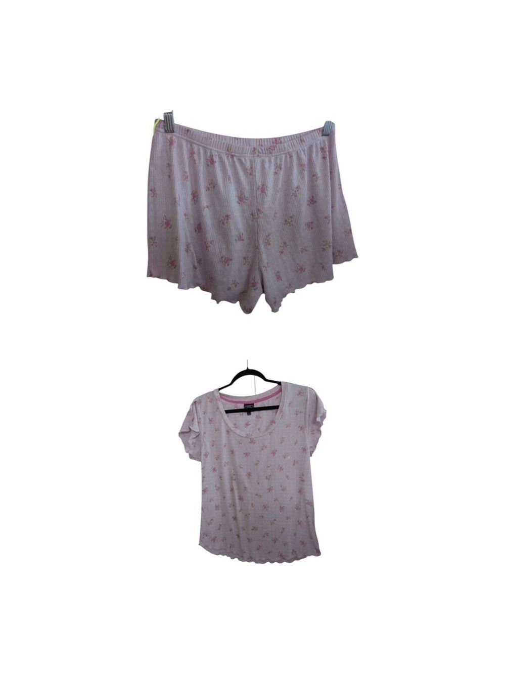 Women's Laura Ashley Floral Lettuce Edge Short Pajama Set Size Large Comfy